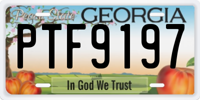 GA license plate PTF9197