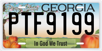 GA license plate PTF9199