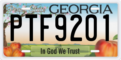GA license plate PTF9201