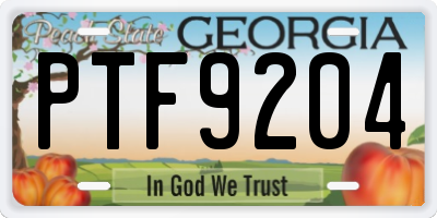 GA license plate PTF9204