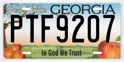 GA license plate PTF9207