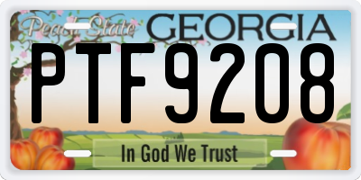 GA license plate PTF9208