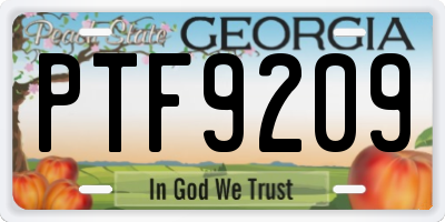GA license plate PTF9209