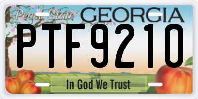 GA license plate PTF9210