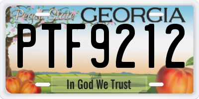 GA license plate PTF9212