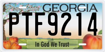 GA license plate PTF9214