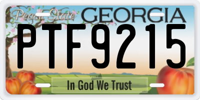 GA license plate PTF9215