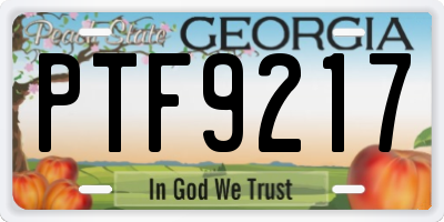 GA license plate PTF9217