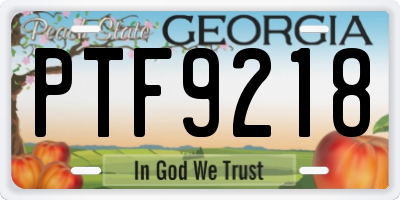 GA license plate PTF9218