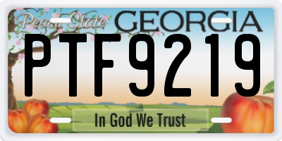 GA license plate PTF9219