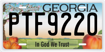 GA license plate PTF9220