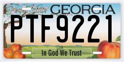 GA license plate PTF9221