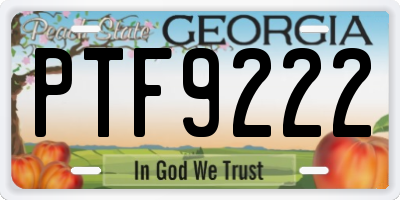 GA license plate PTF9222