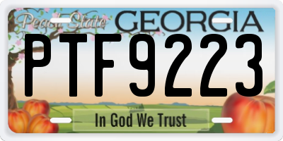 GA license plate PTF9223