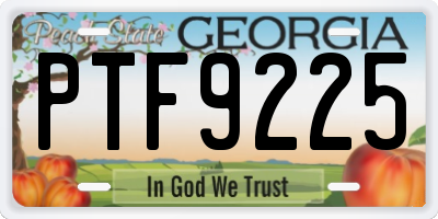 GA license plate PTF9225
