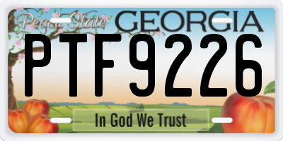GA license plate PTF9226