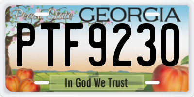 GA license plate PTF9230