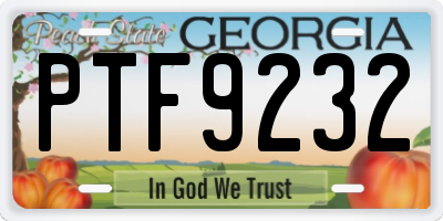 GA license plate PTF9232