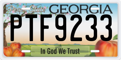 GA license plate PTF9233
