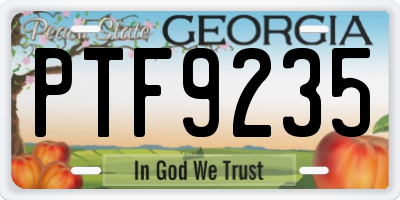 GA license plate PTF9235