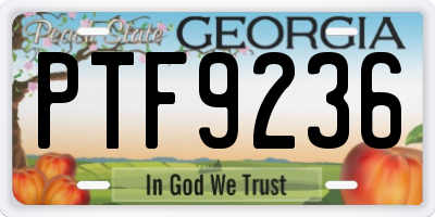 GA license plate PTF9236