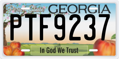 GA license plate PTF9237