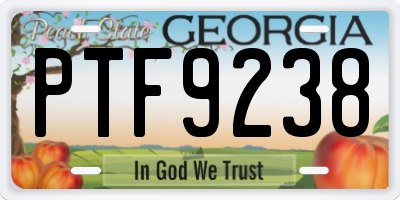 GA license plate PTF9238