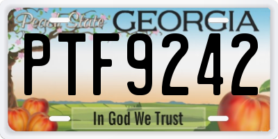 GA license plate PTF9242