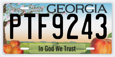 GA license plate PTF9243