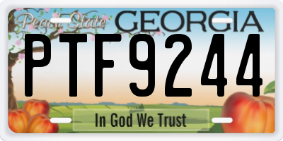 GA license plate PTF9244