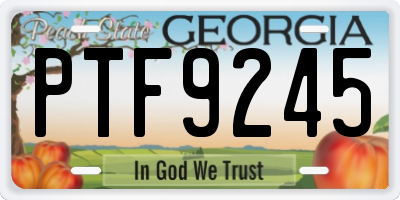 GA license plate PTF9245