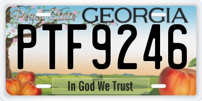 GA license plate PTF9246