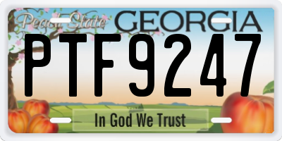 GA license plate PTF9247