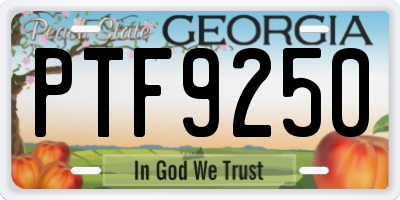 GA license plate PTF9250
