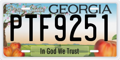 GA license plate PTF9251