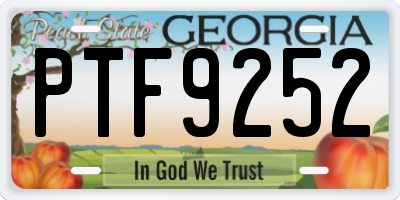 GA license plate PTF9252