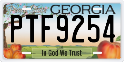 GA license plate PTF9254