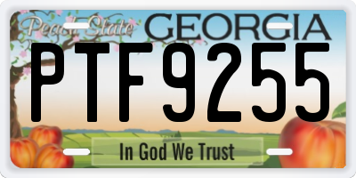 GA license plate PTF9255