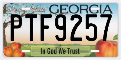 GA license plate PTF9257
