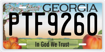 GA license plate PTF9260