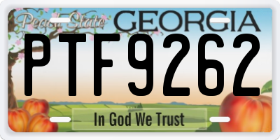 GA license plate PTF9262