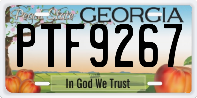 GA license plate PTF9267