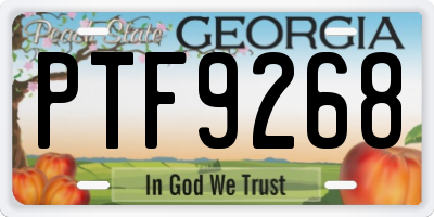 GA license plate PTF9268