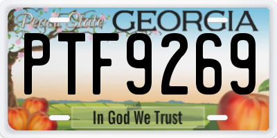 GA license plate PTF9269