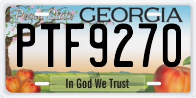 GA license plate PTF9270
