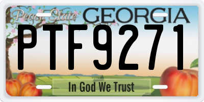 GA license plate PTF9271