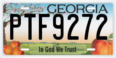 GA license plate PTF9272