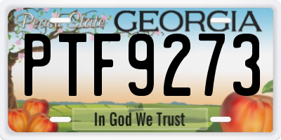 GA license plate PTF9273