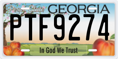 GA license plate PTF9274