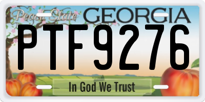 GA license plate PTF9276